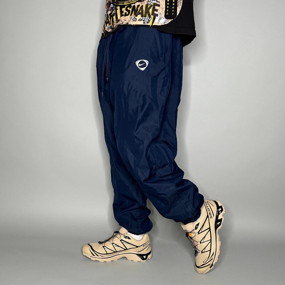 Vintage Y2K Nike Track Pants Mens XL Navy Blue Polyester Joggers Ankle Zippers
